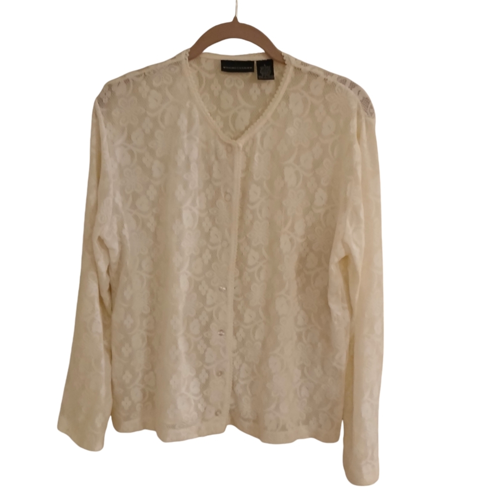 Goodclothes Women's Ivory Nylon Spandex Cardigan Size L